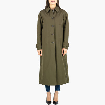 Cappotto Lungo ASPESI Eleanor in Tela di Cotone Verde Militare