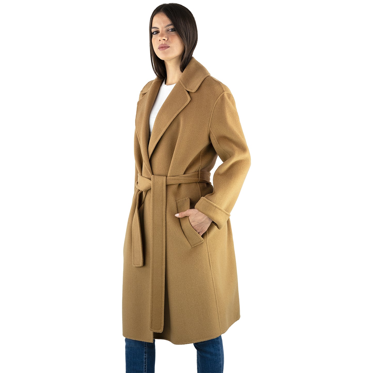 Cappotto PINKO Editor in Panno Double Cammello