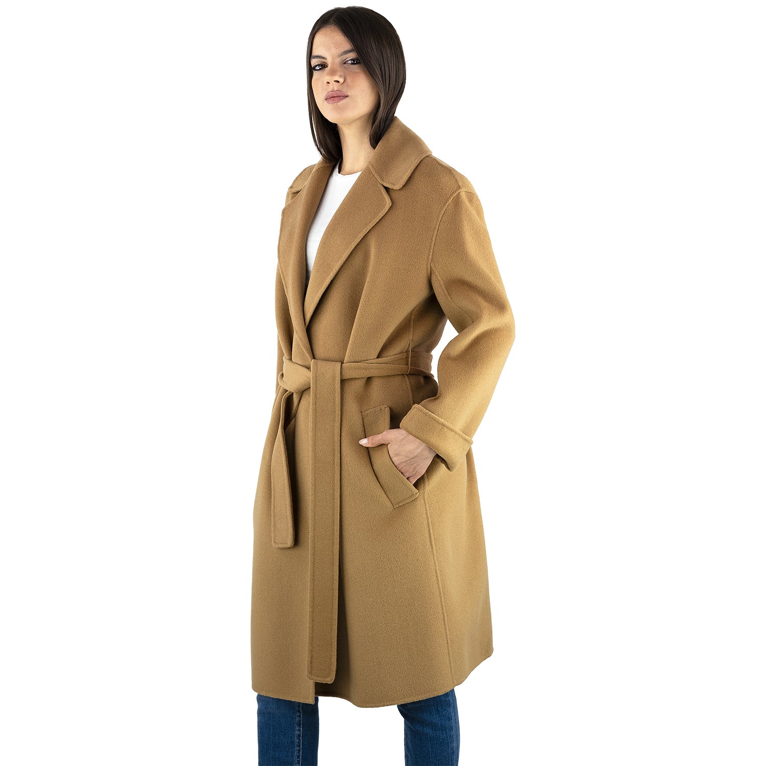 Cappotto PINKO Editor in Panno Double Cammello