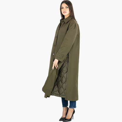 Cappotto Lungo ASPESI Eleanor 4N09 7532 in Tela di Cotone Col. 50237 Verde Militare