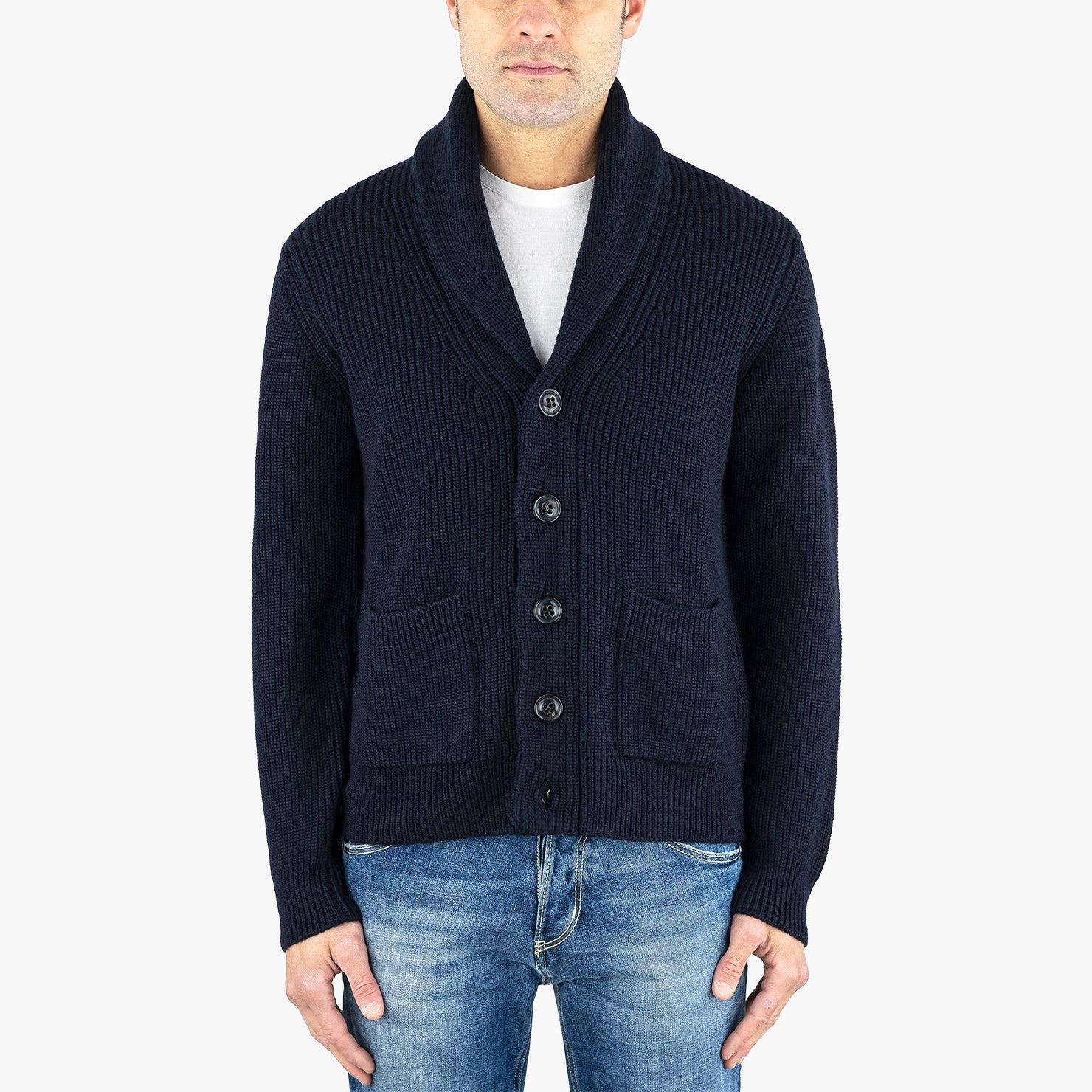 Cardigan DRUMOHR Cod. D5M419PN in Pura Lana Merino Col. 785 Blu Navy B2