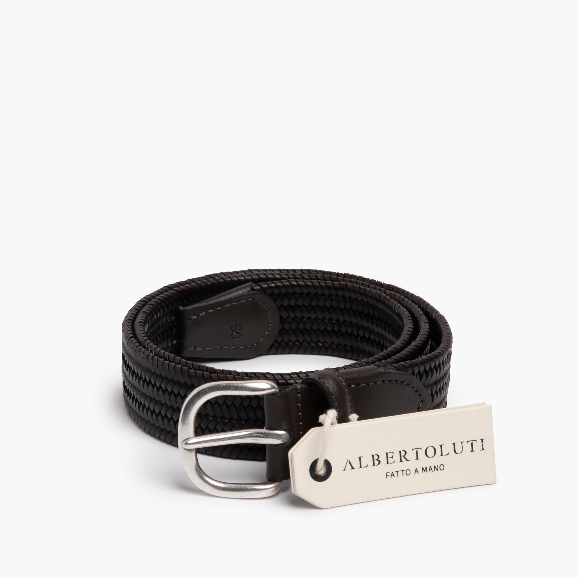 Cintura ALBERTO LUTI in Pelle Intrecciata Stretch Testa di Moro