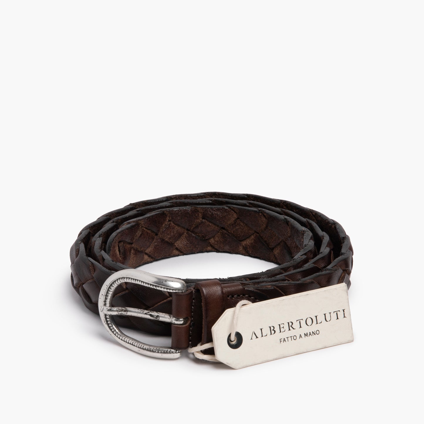 Cintura ALBERTO LUTI in Pelle Intrecciata Testa di Moro