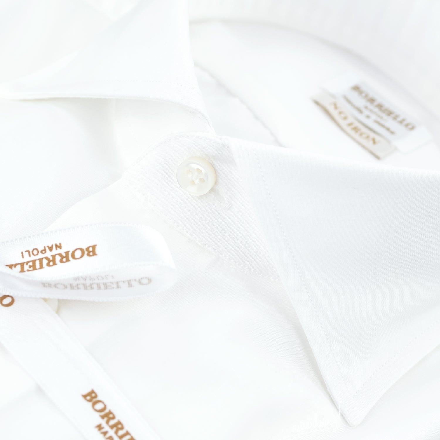 Camicia BORRIELLO Napoli Art. 21007/1 Collo Marechiaro in Cotone No Iron Bianca V23