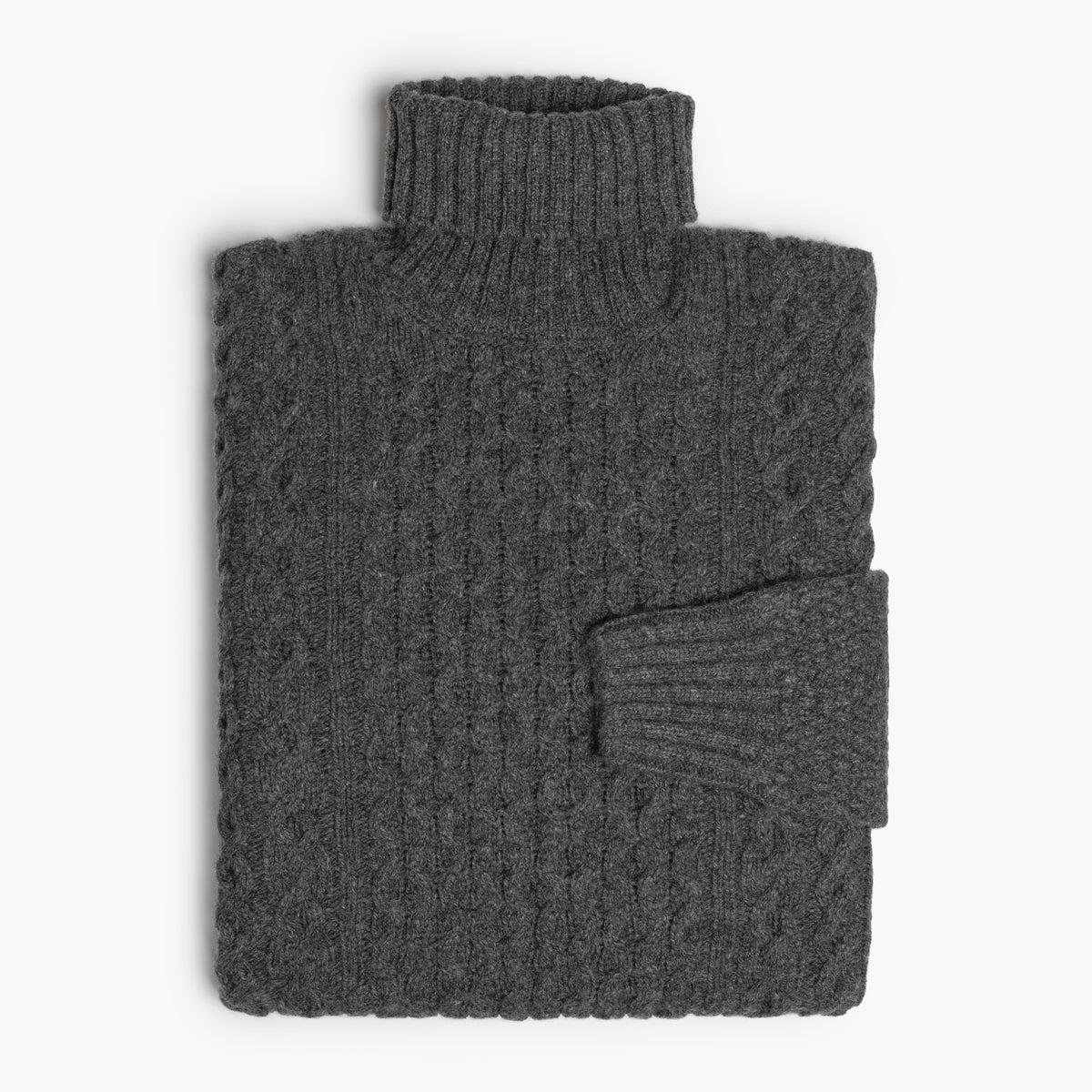 Dolcevita Uomo DRUMOHR Art. D4W124ARL in Puro Lambswool Lavorazione Aran Col. 670 Grigio Medio