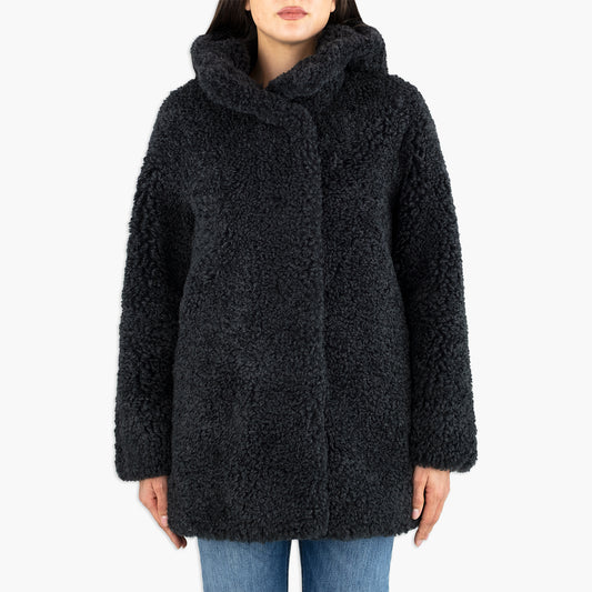 Eco Montone Reversibile RRD Lamb Hood Wom Jkt W25571 Col. 11 Black Lead