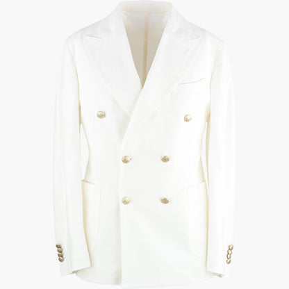 Giacca Doppiopetto BARBA Napoli Dynamic in Cotone Bianco Avorio