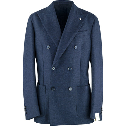 Giacca Doppiopetto LBM in Lana Vergine Melange Blu
