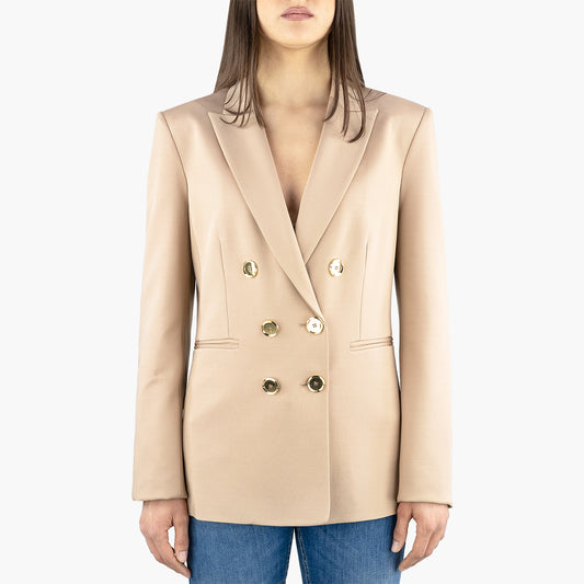 Giacca PINKO Alexia Doppiopetto Bottoni Dorati Punto Stoffa Beige
