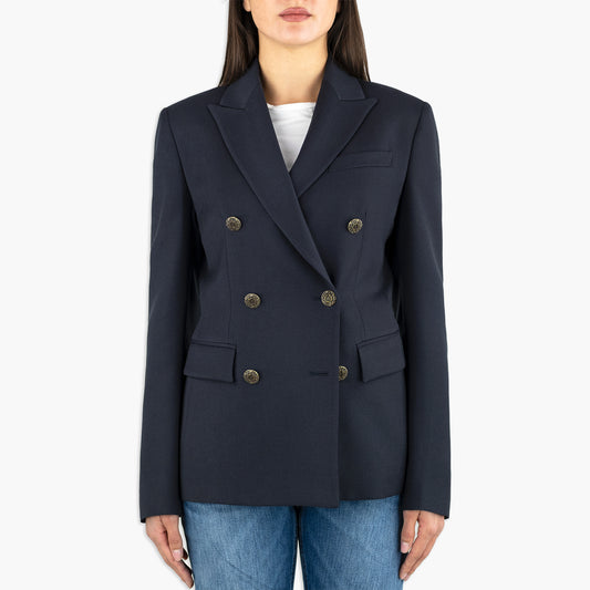 Giacca Doppiopetto DONDUP Blazer DJ441 WF0178D in Gabardina di Lana Col. 890 Blu Navy