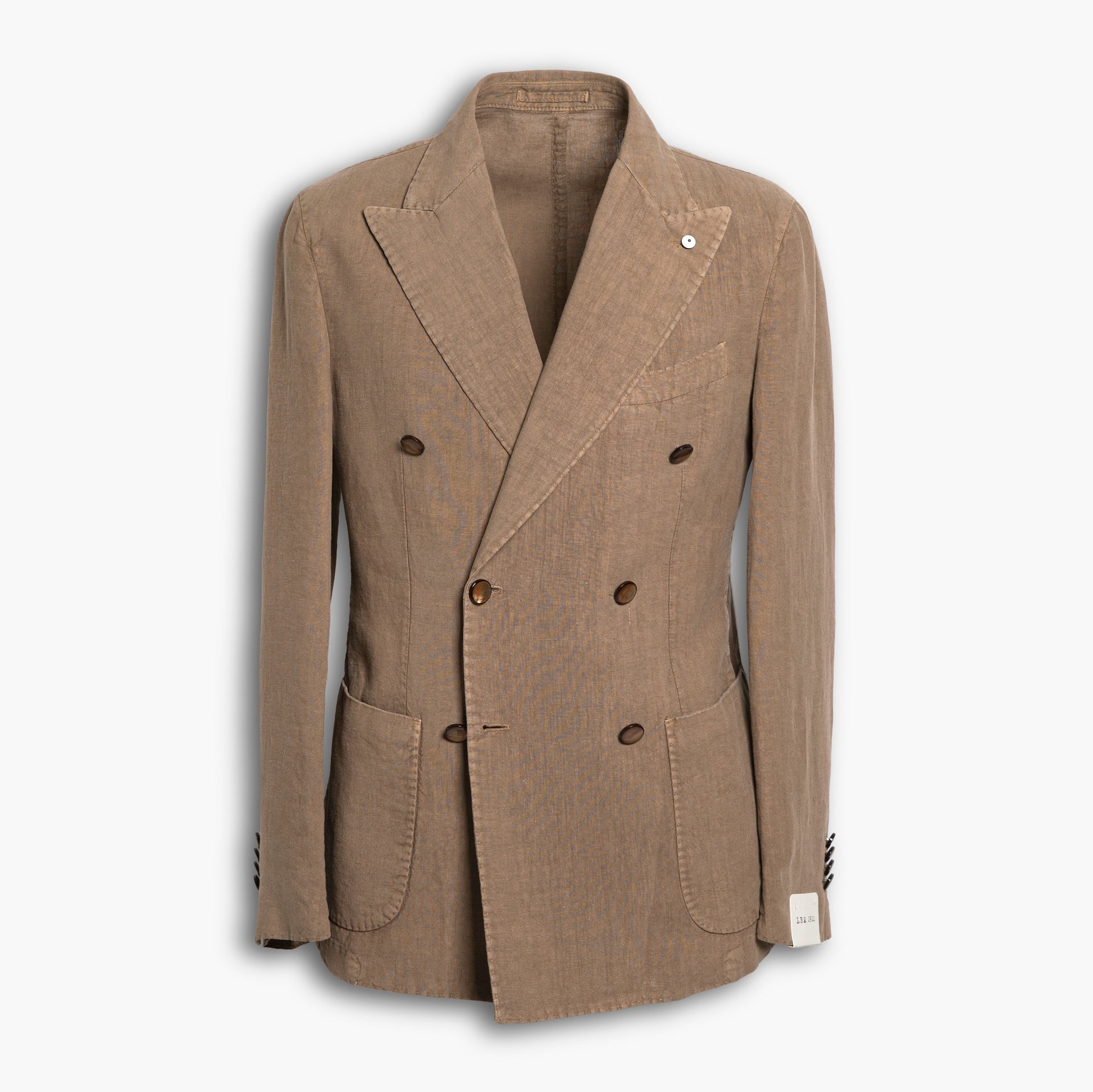 Giacca Doppiopetto Uomo LBM 1911 Tom - Fly Art. 65165 in Puro Lino Tinto Capo Nocciola