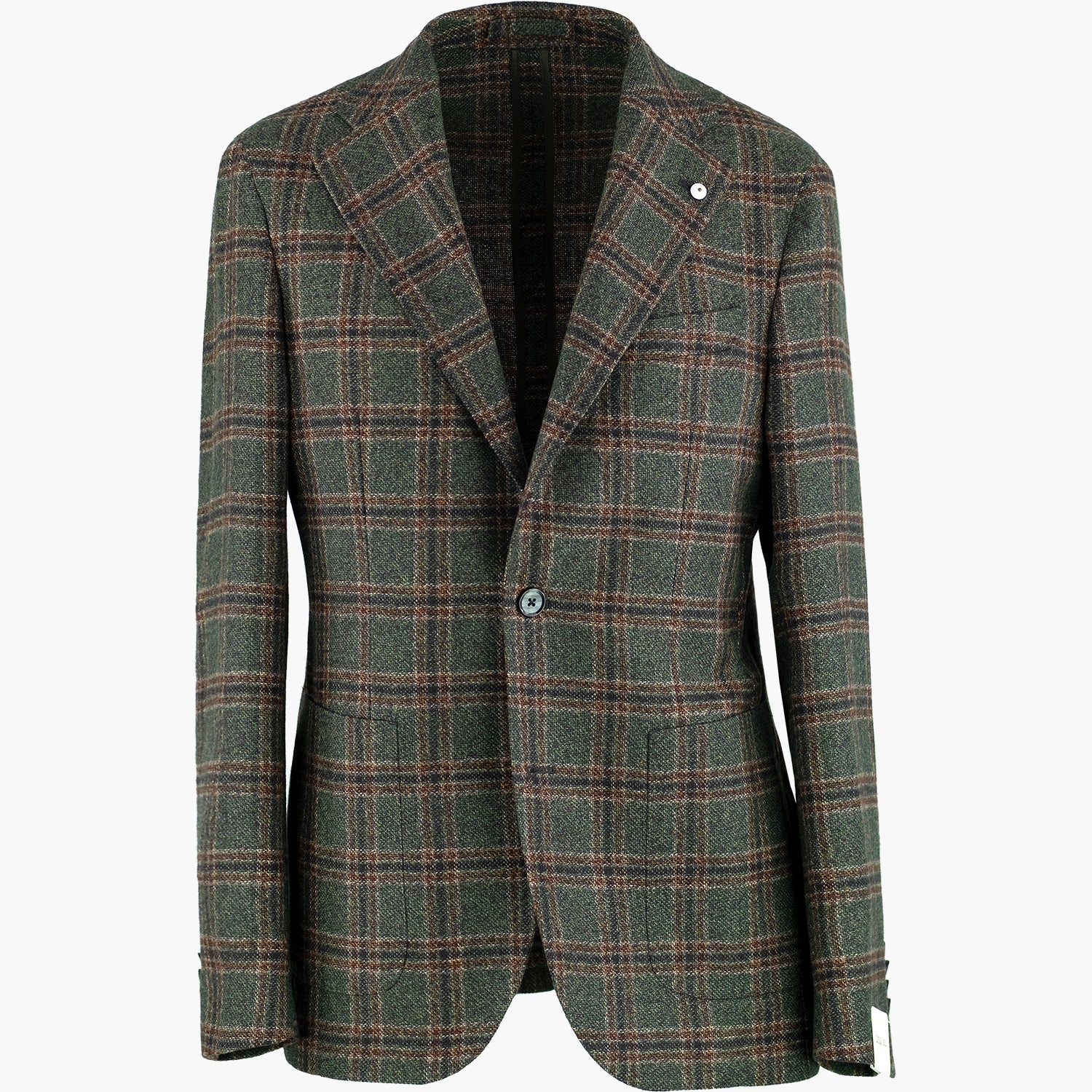 Giacca LBM 1911 Jack Fly Art. 52708 Mod. 2683 in Lana e Cachemire Check su Fondo Verde Scuro