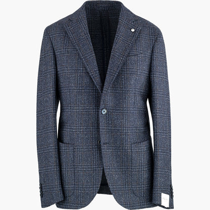 Giacca LBM Jack in Misto Lana Principe di Galles su Fondo Blu