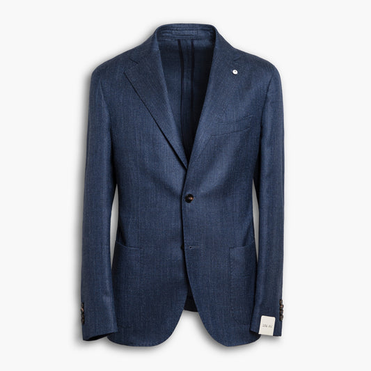 Giacca Uomo LBM 1911 Jack - Fly Art. 62263 in Lana Seta e Lino Spinata Blu