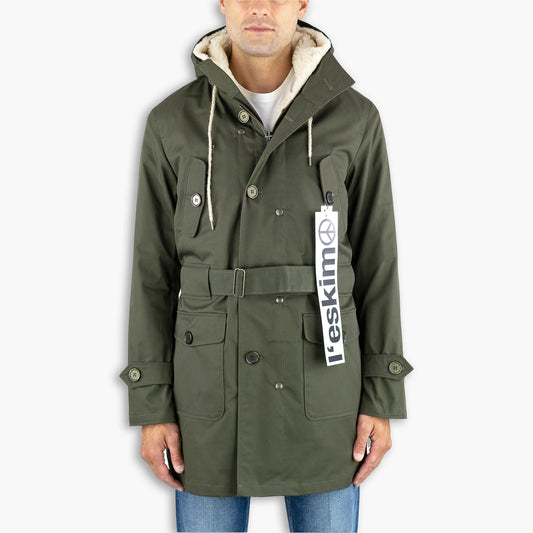 Giaccone Uomo L'ESKIMO Equipe 70 Original Maxi in Tecno Gabardina Cod. EUO01 WR 0250UE + Slavia Ecru Col. Verde Militare