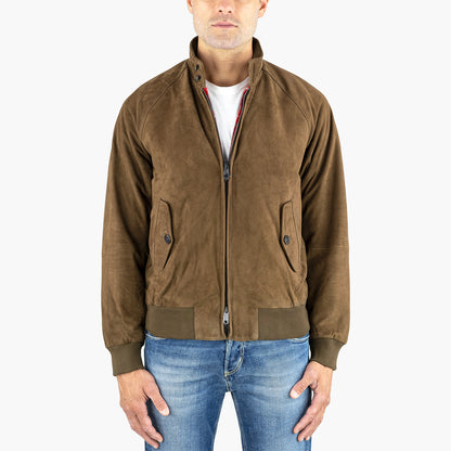 Giubbotto BARACUTA G9 Harrington in Pelle Scamosciata Dark Olive