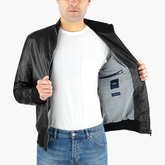 Giubbino BARBA Napoli Fox in Pelle Nero
