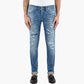 Jeans DONDUP George in Denim Stretch Rammendato Lavaggio Medio Chiaro