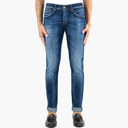 Jeans DONDUP George in Denim Stretch con Micro Rammendo Lavaggio Medio Scuro