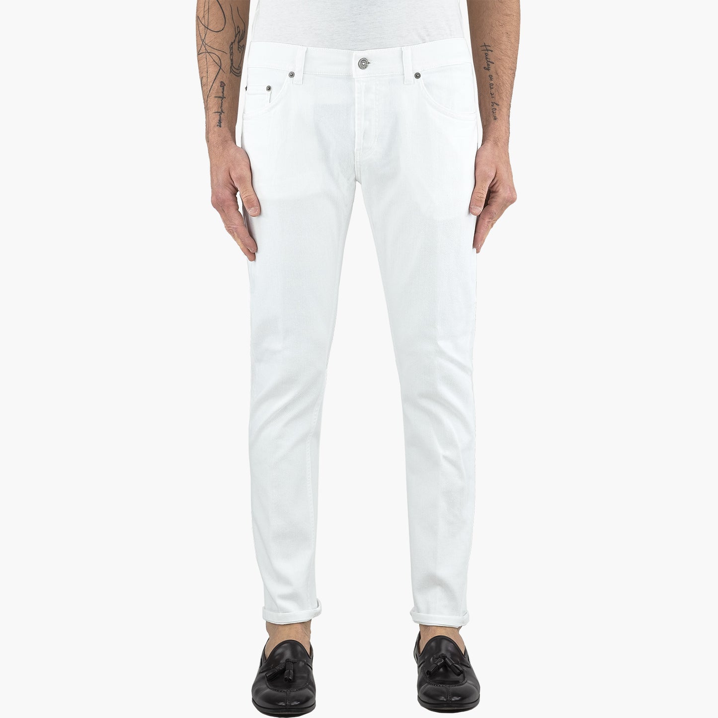 Jeans DONDUP Mius in Bull di Cotone Stretch Bianco