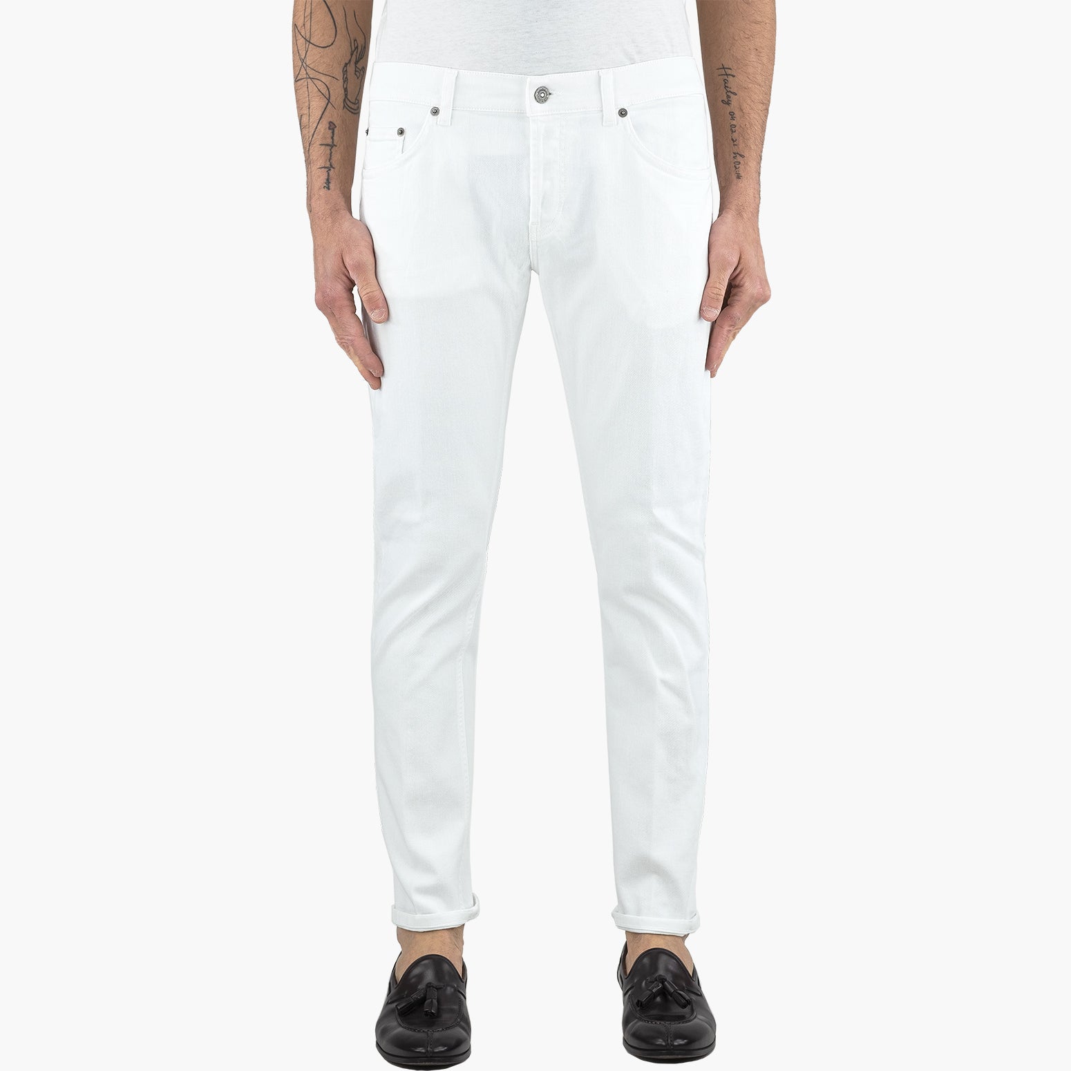 Jeans DONDUP Mius in Bull di Cotone Stretch Bianco