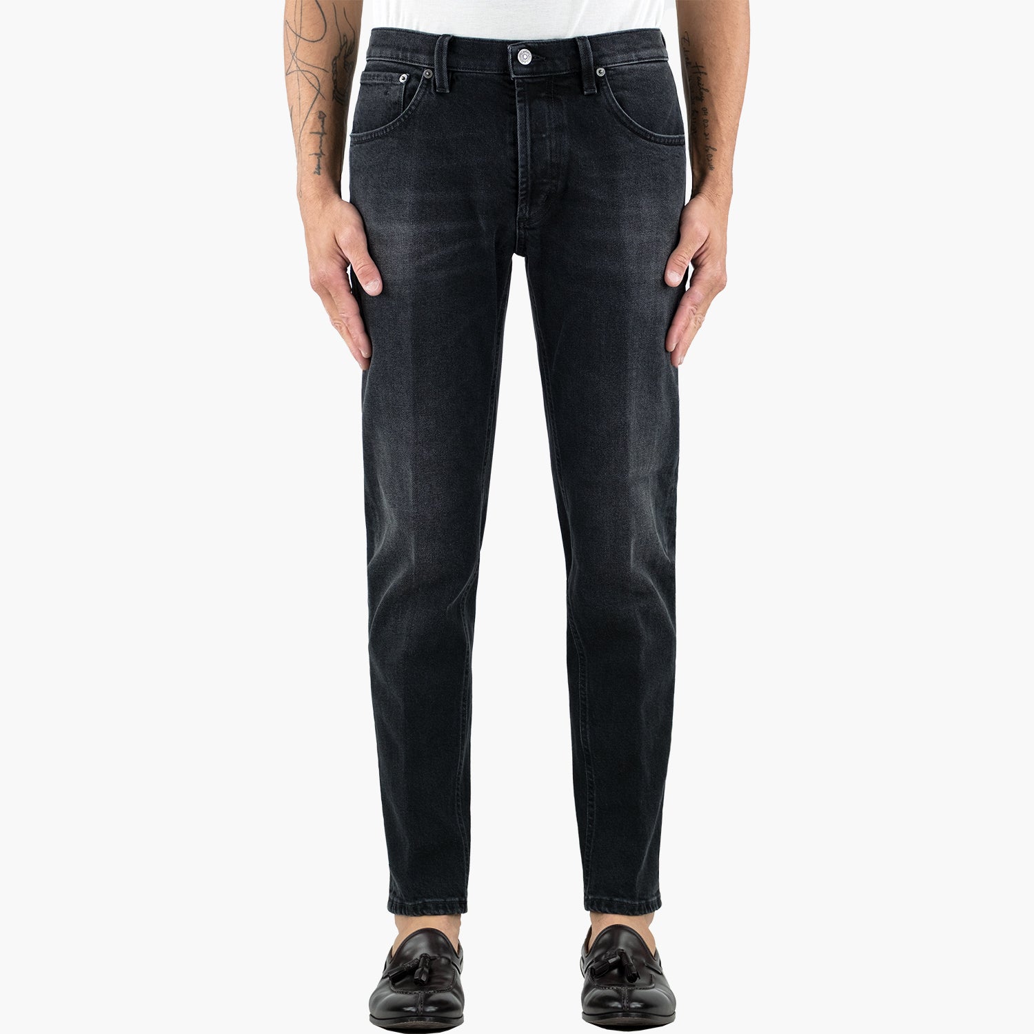 Jeans DONDUP Brighton UP434 DS0369U LM3 in Denim Stretch Black Comfort Col. 999 Nero Lavato