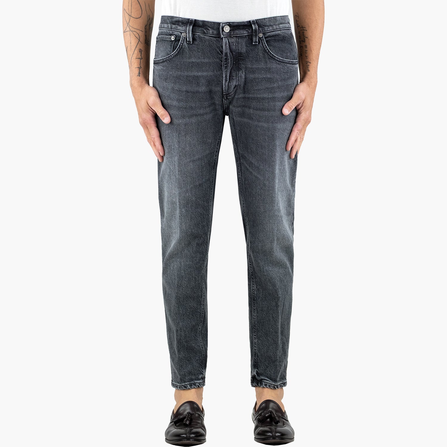 Jeans DONDUP Brighton UP434 DSE377U LO1 in Denim Stretch Lyocell Col. 999 Grigio Lavato
