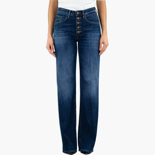 Jeans DONDUP Jacklyn Bot Gioiello DP427B DS0229D LH4 Wide Leg in Denim Stretch Col. 800 Lavaggio Medio Scuro