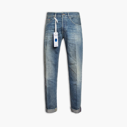 Jeans Uomo DONDUP Icon UP563 DF0299U NB7 in Puro Denim Selvedge Cimosato Lavaggio Medio