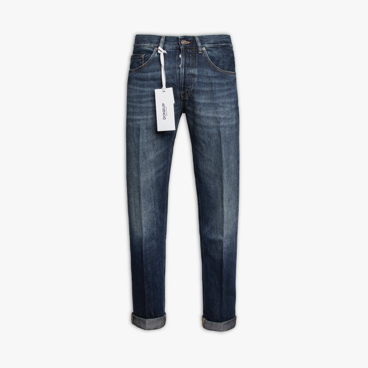 Jeans Uomo DONDUP Icon UP563 DF0310U MS3 in Puro Denim e Lyocell Lavaggio Medio Scuro