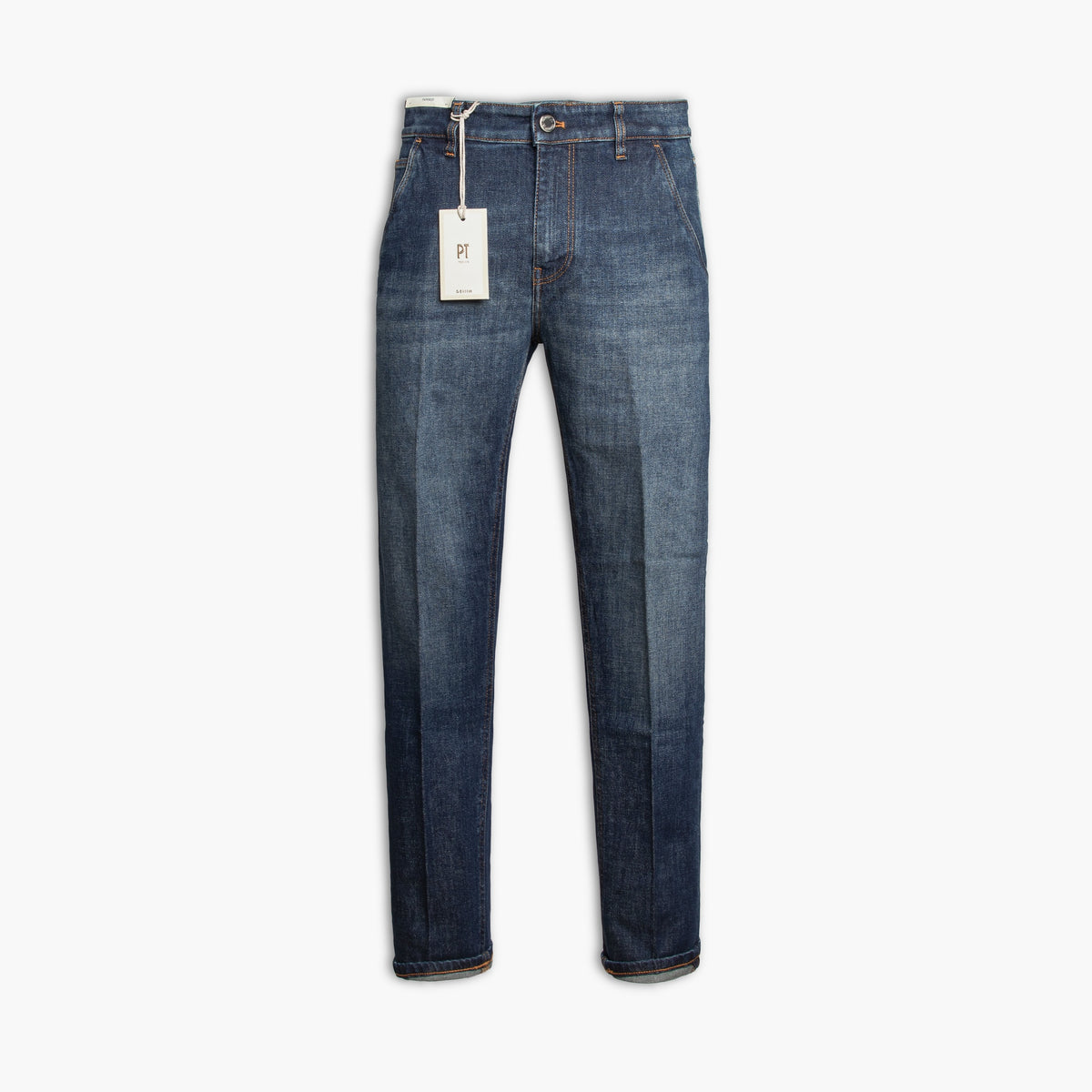 Jeans Uomo PT Torino Denim Indie Art. IM6040 Col. MI44 Stretch Tasche America Lavaggio Medio Scuro