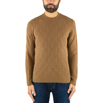 Maglia DRUMOHR Cod. D5W113TR in Puro Lambswool Lavorazione Intarsio Col. 539 Cognac. Maglia girocollo