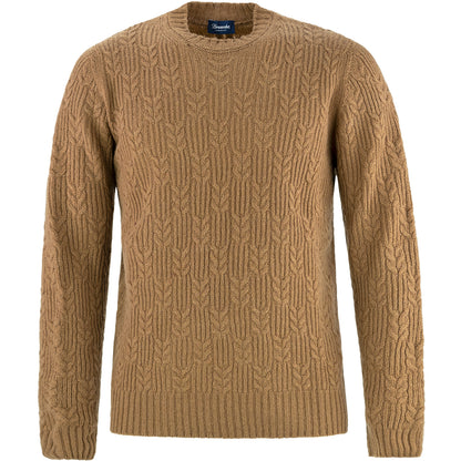 Maglia DRUMOHR in Puro Lambswool Lavorazione Intarsio Cognac 24