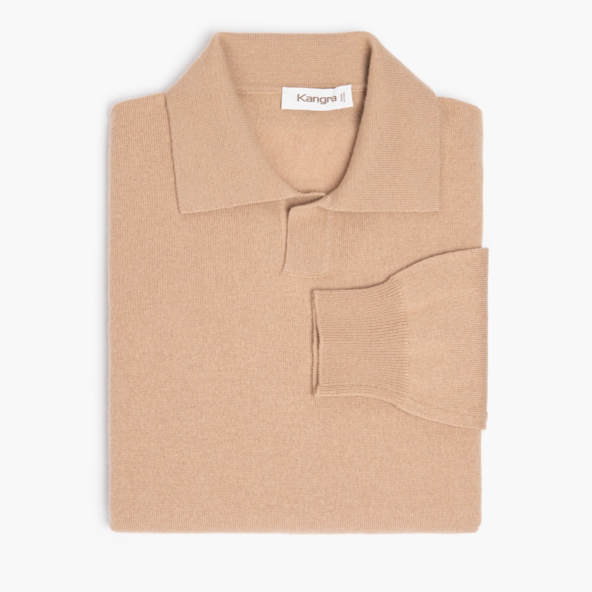 Maglia Polo KANGRA in Pura Lana Merino Beige