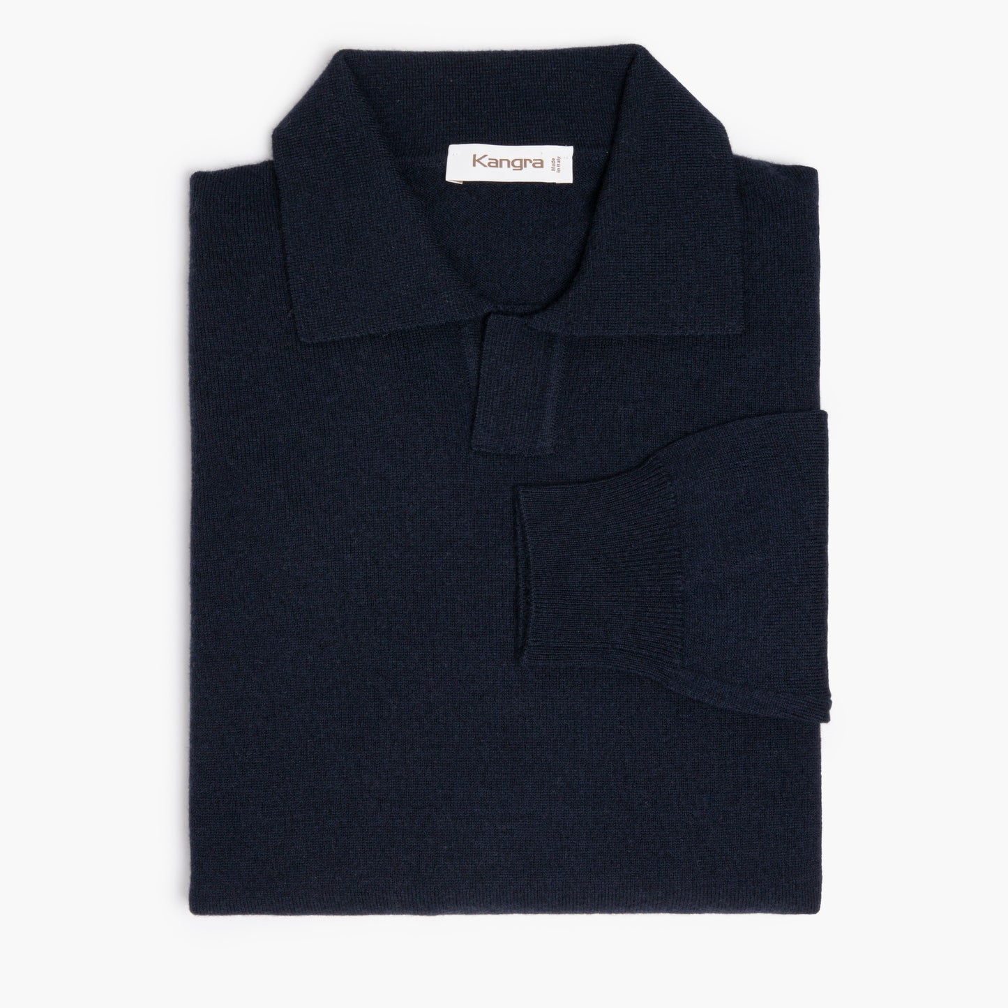 Maglia Polo KANGRA in Pura Lana Merino Blu Navy