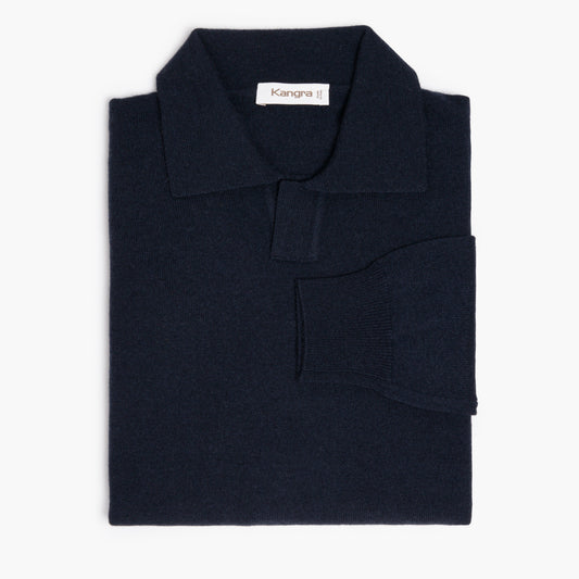 Maglia Polo KANGRA in Pura Lana Merino Blu Navy