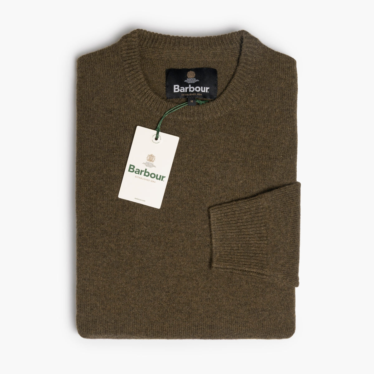 Maglia Uomo BARBOUR Patch Crew Art. MKN0584GN34 in Puro Lambswool Col. Willow Gree