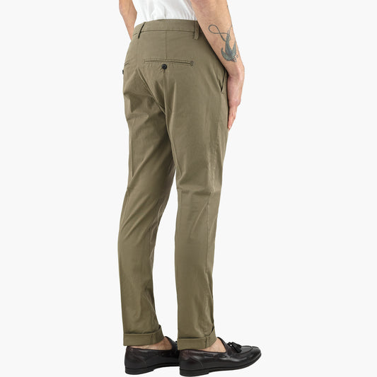 Pantalone DONDUP Gaubert in Gabardina di Cotone Stretch Fango