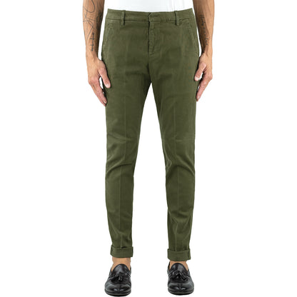 Pantalone DONDUP Gaubert UP235 in Gabardina di Cotone Stretch Verde Militare