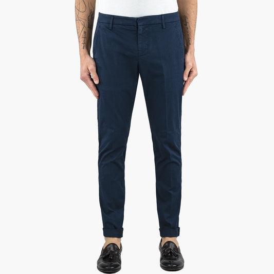 Pantalone DONDUP Gaubert in Gabardina di Cotone Stretch Blu Navy