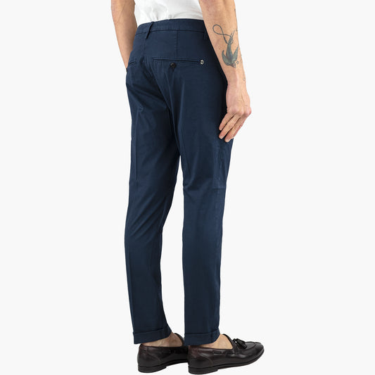 Pantalone DONDUP Gaubert in Gabardina di Cotone Stretch Blu Navy