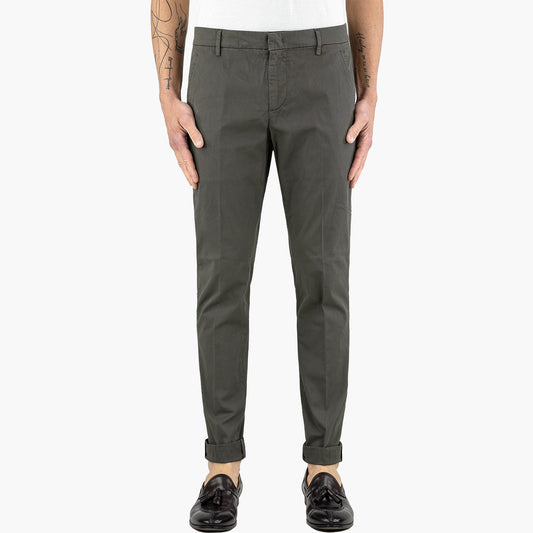 Pantalone DONDUP Gaubert in Gabardina di Cotone Stretch Grigio Fumo