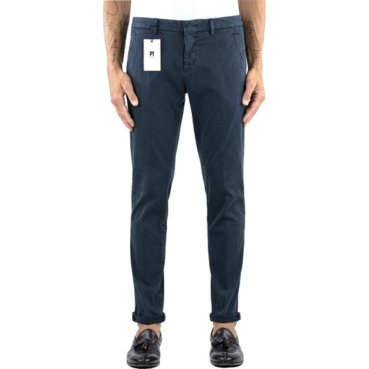 Pantalone PT Torino Wonder Fit in Cotone Stretch Blu Navy