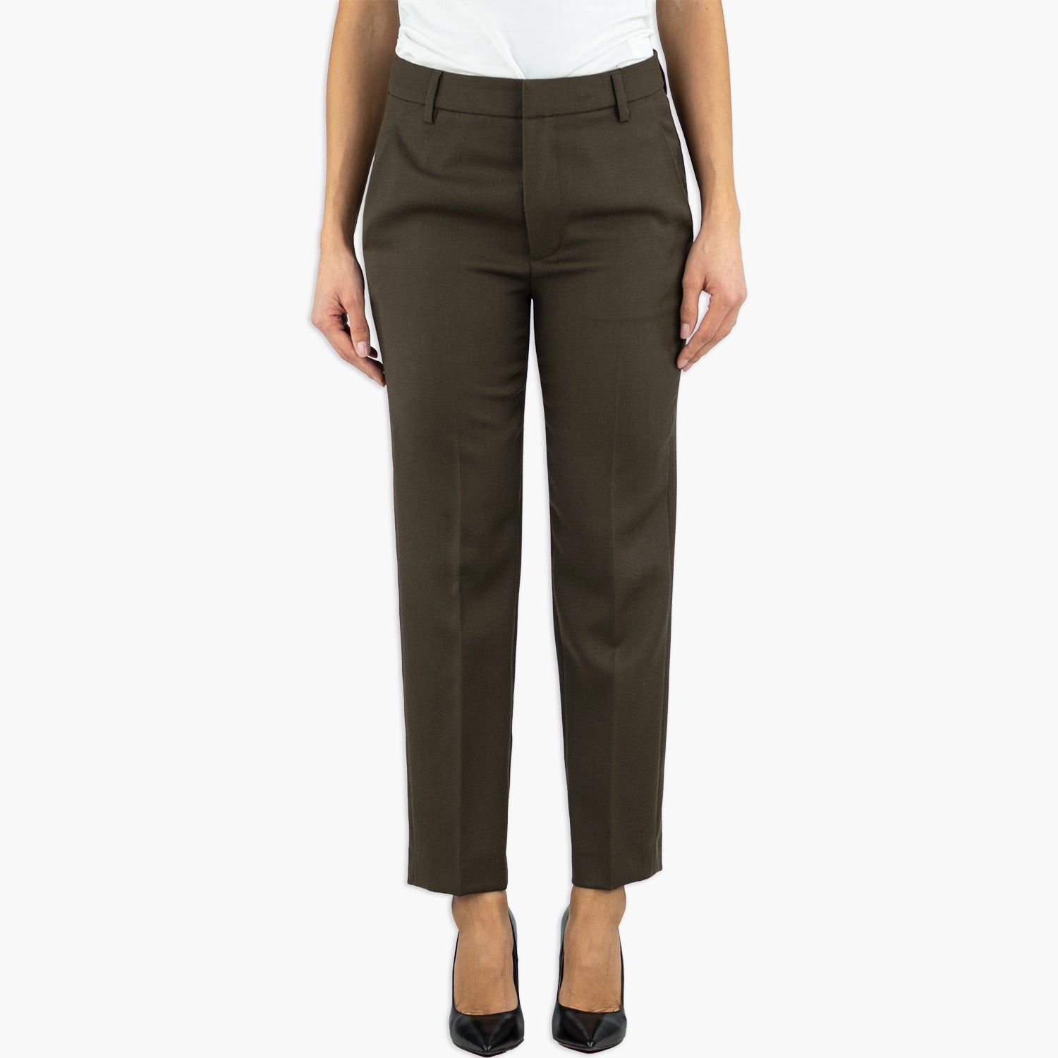 Pantalone DONDUP Nima Zip DP576Z WF0178D in Pura Lana Vergine Col. 682 Militare