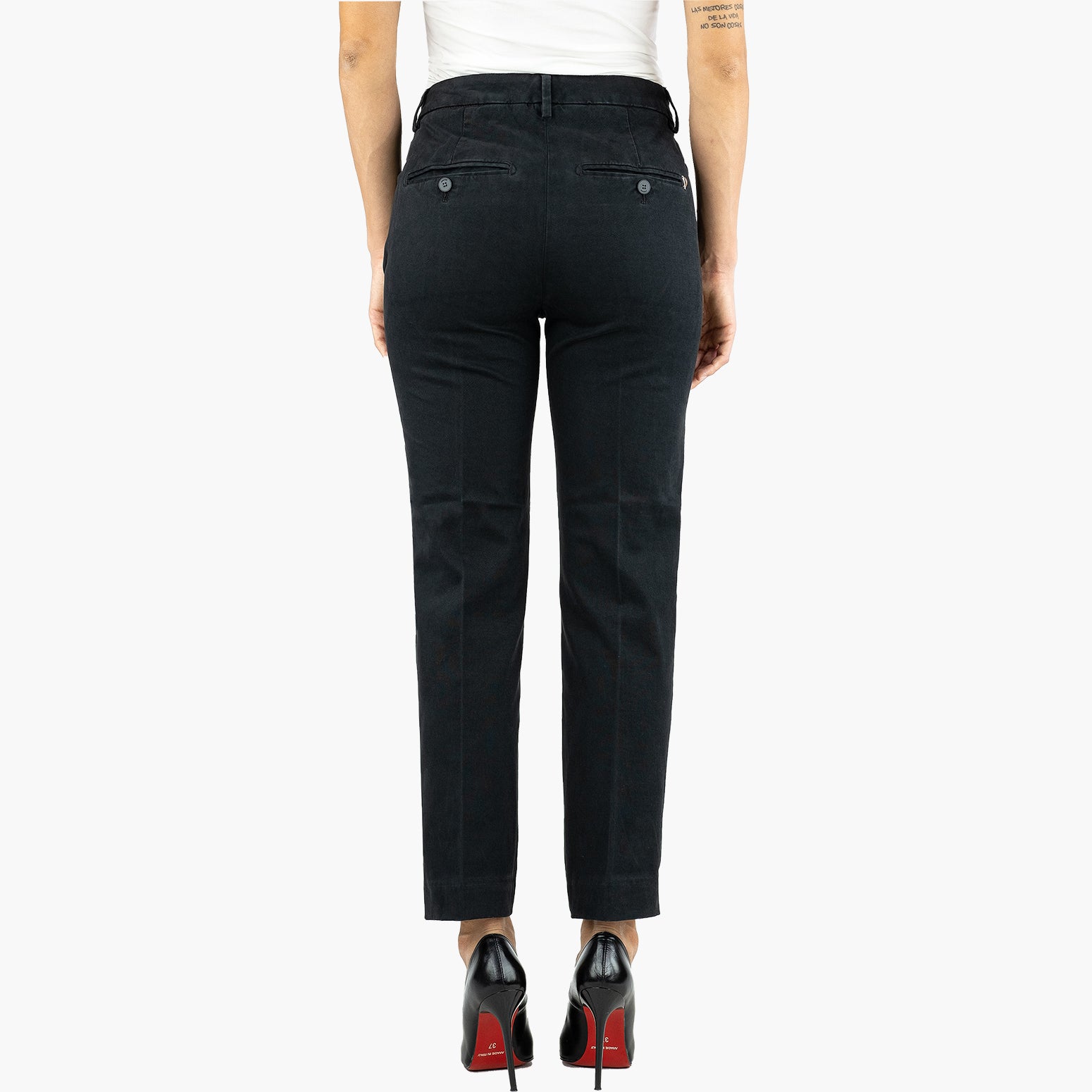 Pantalone DONDUP Nima in Gabardina Stretch Mano Calda Nero
