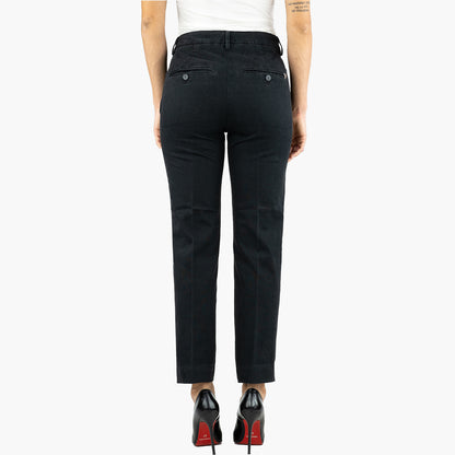 Pantalone DONDUP Nima in Gabardina Stretch Mano Calda Nero