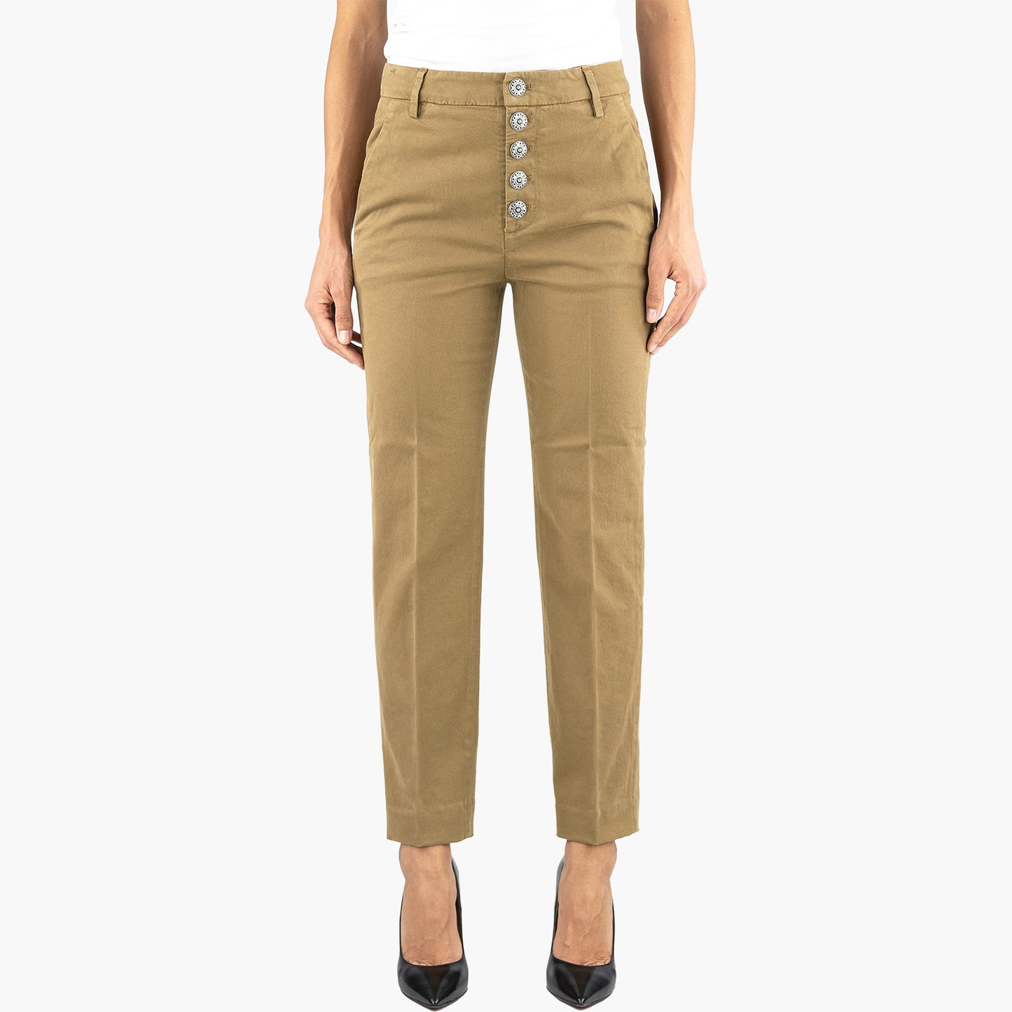 Pantalone DONDUP Nima in Gabardina Stretch Mano Calda Noce