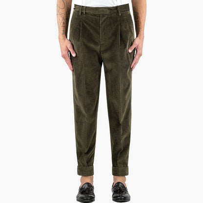Pantalone PT Torino The Reporter Carrot Fit Art. PG50 in Velluto Col. 0445 Verde Militare