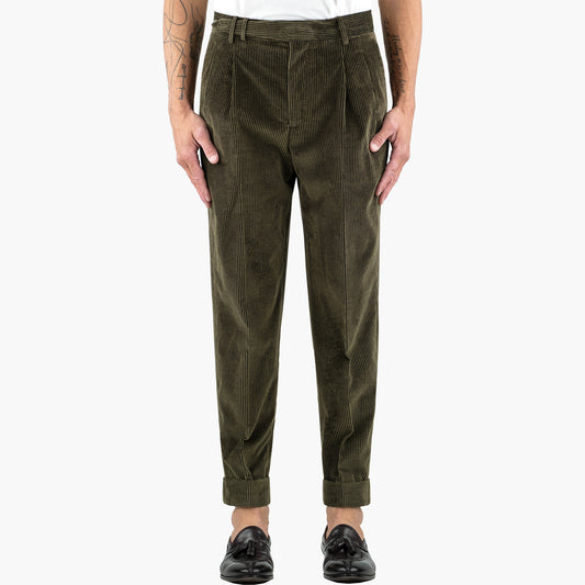 Pantalone PT Torino The Reporter Carrot Fit Art. PG50 in Velluto Col. 0445 Verde Militare