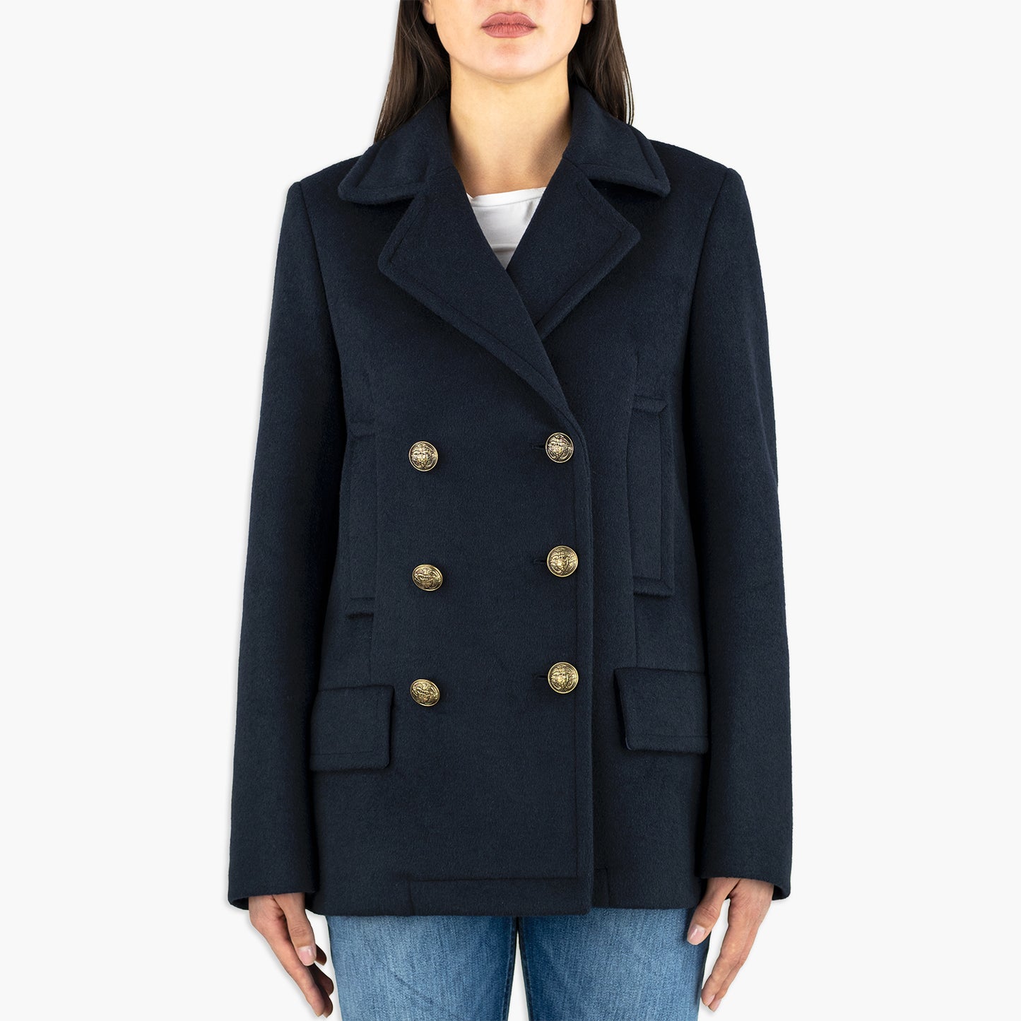 Peacot DONDUP DJ714 WF018D in Velour Misto Lana Col. 897 Blu Navy